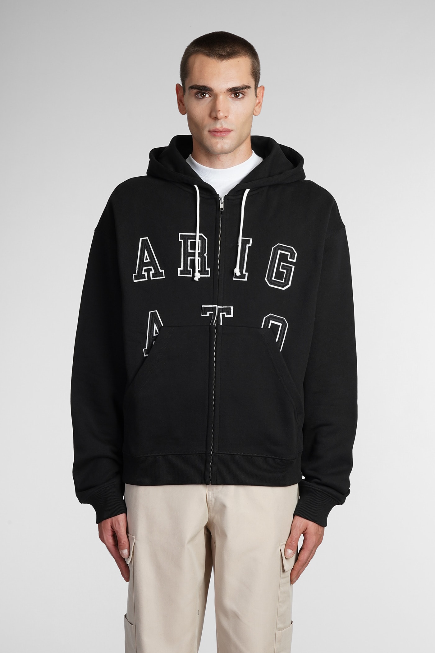 Logo-lettering hoodie - Black