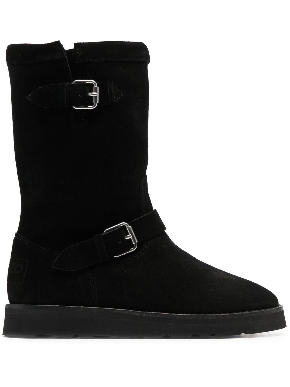 Buckle-detail suede boots - Black