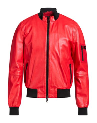 Man Jacket Red Size M Leather, Polyamide, Polyester