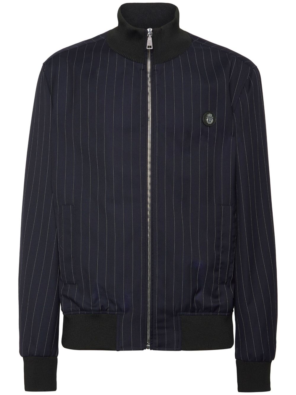 Wool pinstripe bomber jacket - Blue