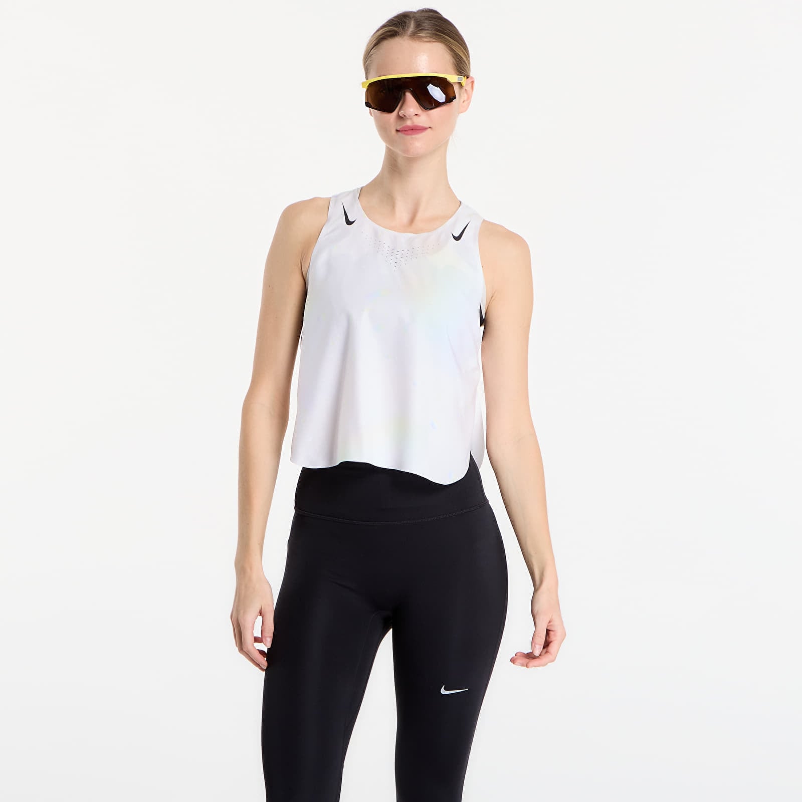 Tank top Nike AeroSwift Women's Dri-FIT ADV Cropped Running Tank Top Off White/ Black