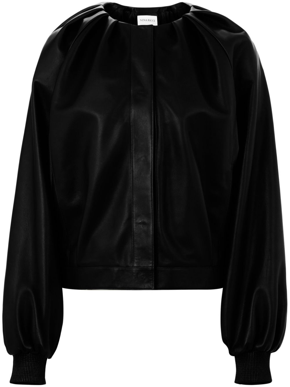 Leather bomber jacket - Black