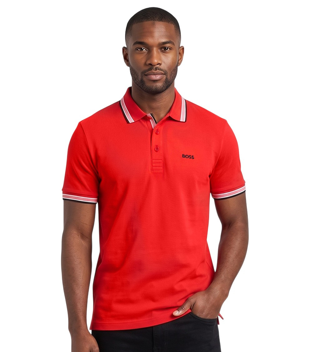 Red Shirt Collar Polos