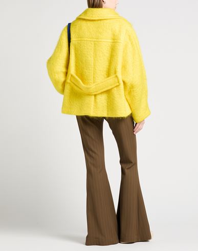Woman Coat Yellow Size 2 Mohair wool, Wool, Polyamide