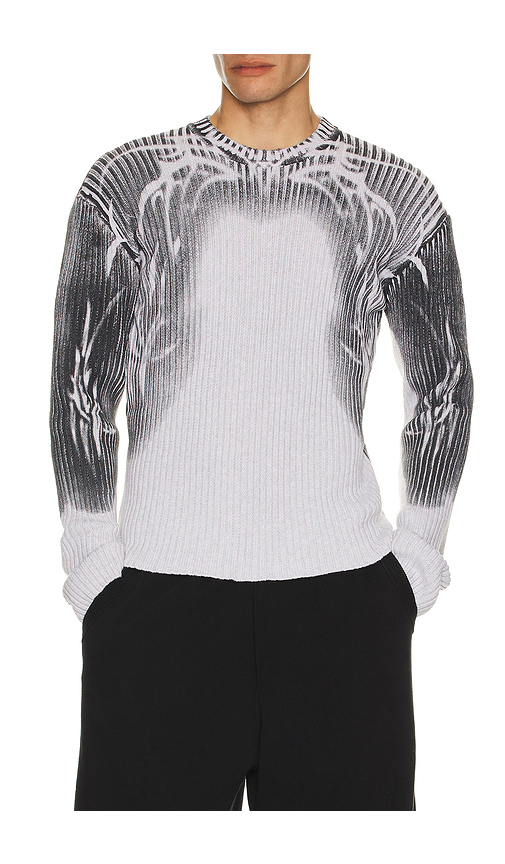Jaded London Tattoo Spray Knit Sweater in Grey. L. Also in M, S, XL/1X