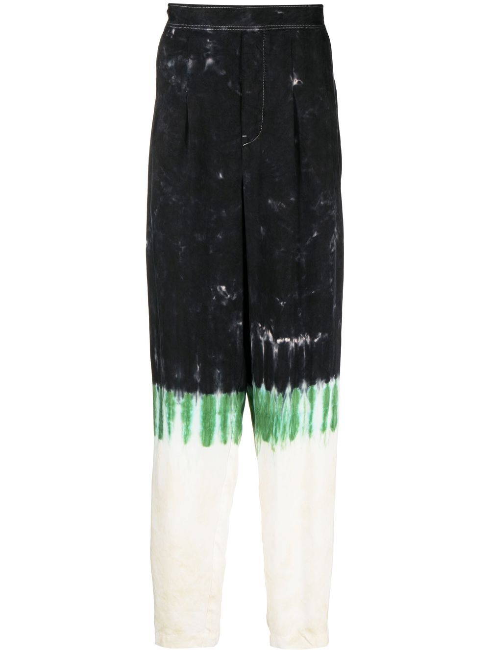 Tie-dye print straight-leg trousers - Black