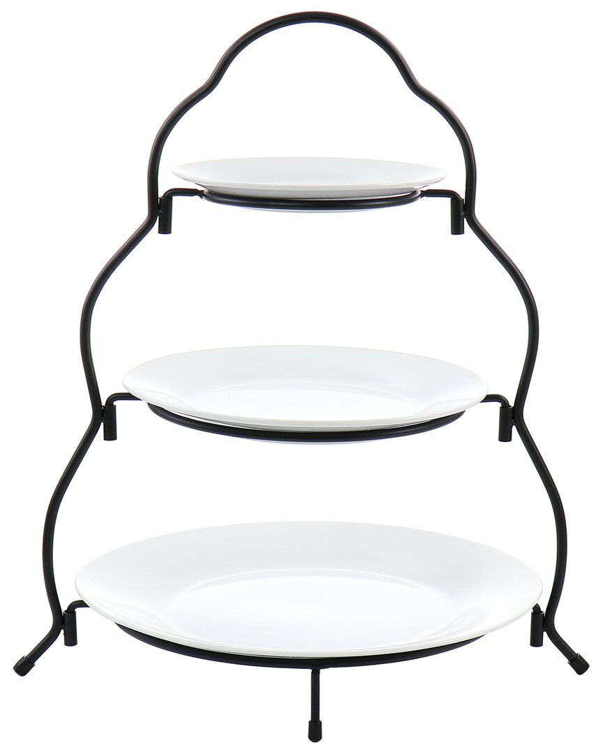 3-Tier Round Plate Porcelain Serveware Set