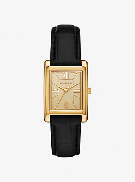Essex Gold-Tone and Crocodile Embossed Leather Watch