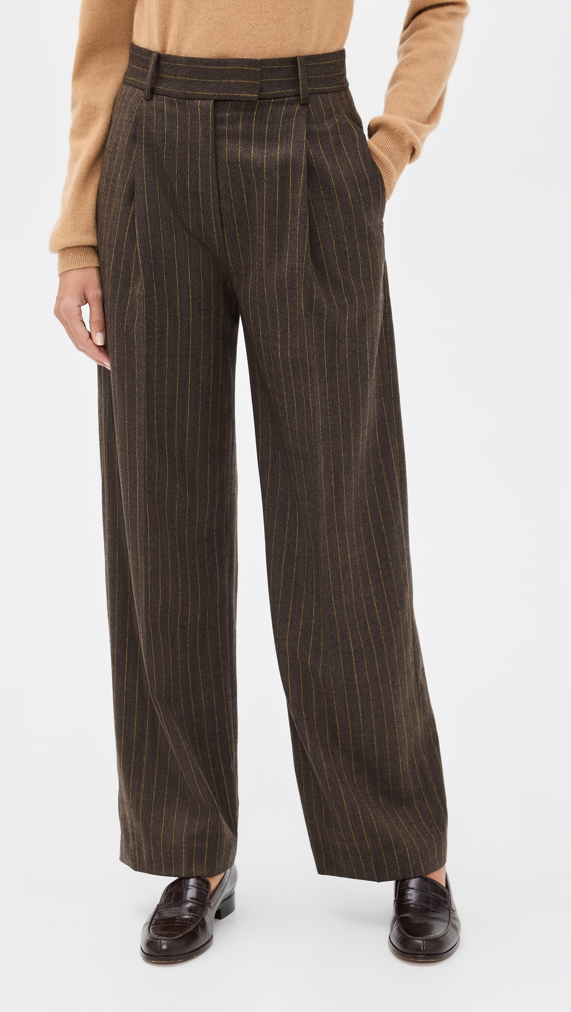Pinstripe Trousers Mocha/Saffron
