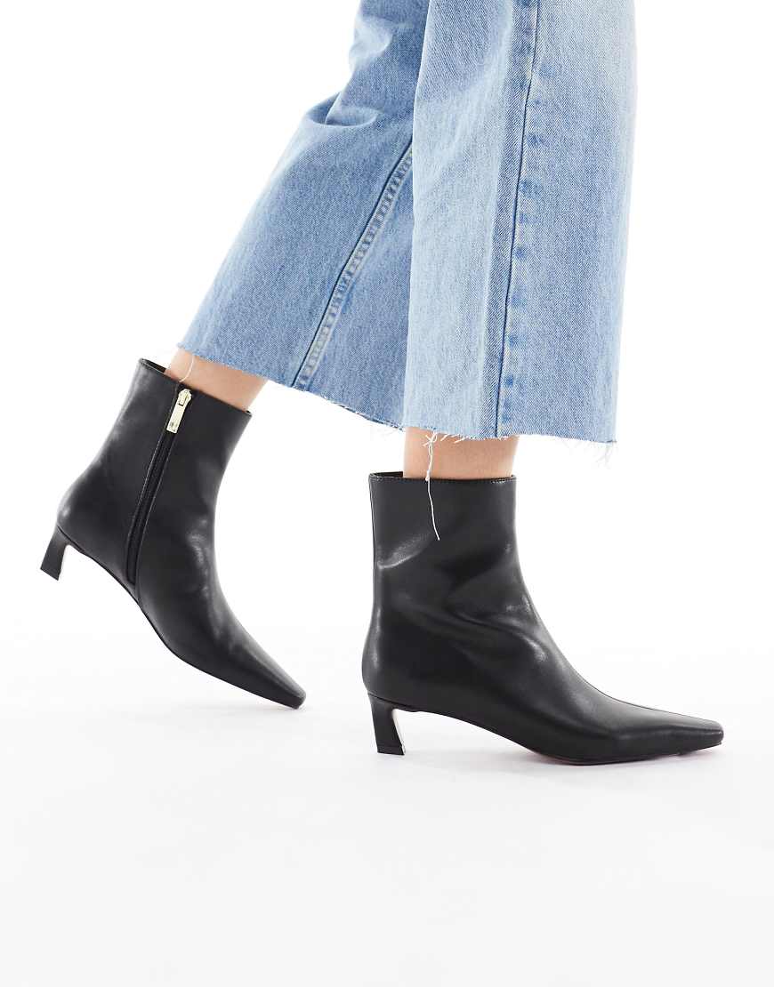 Bexley pointed toe kitten heel ankle boots in black