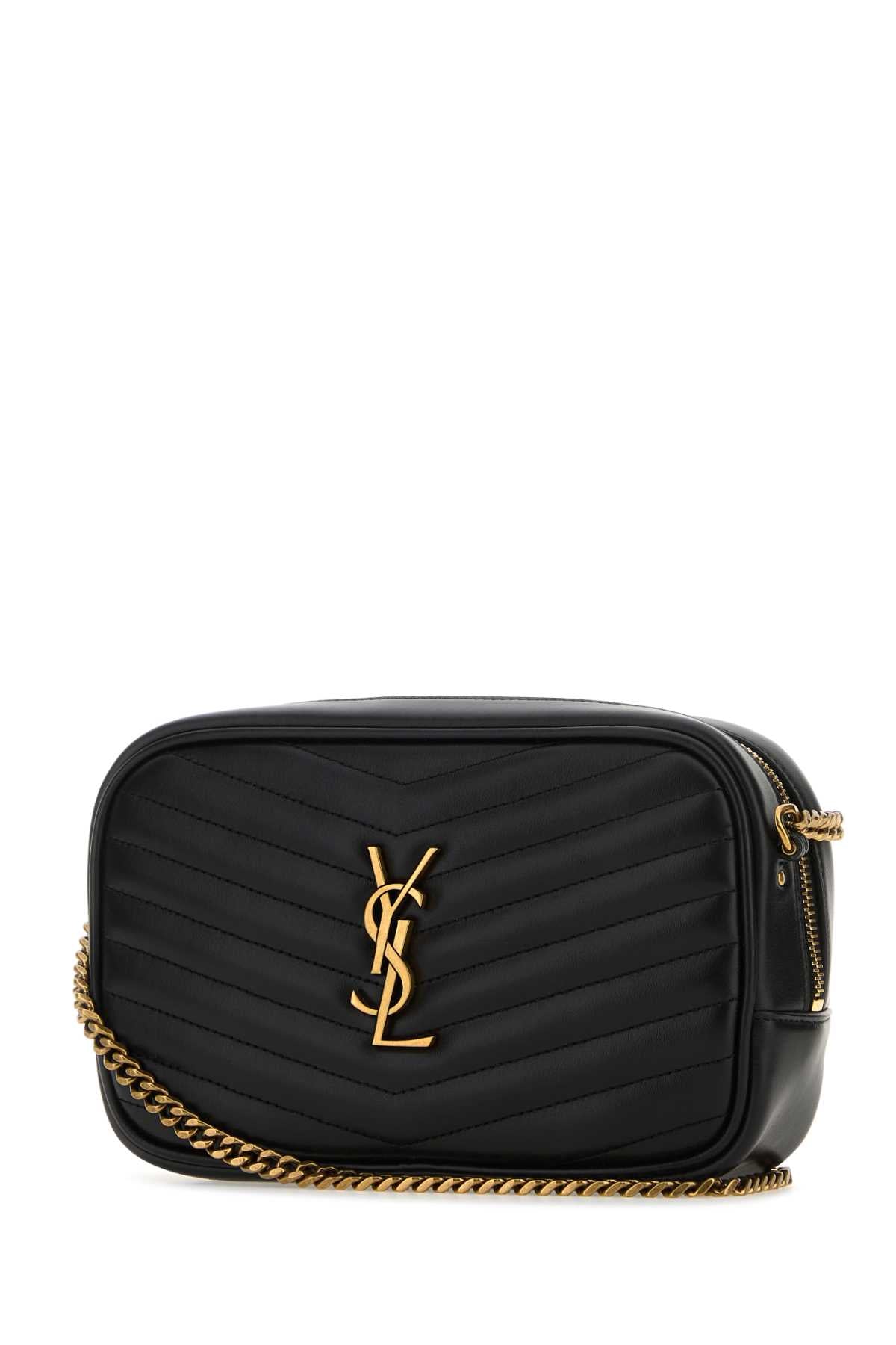 Saint Laurent Black Leather Mini Lou Crossbody Bag