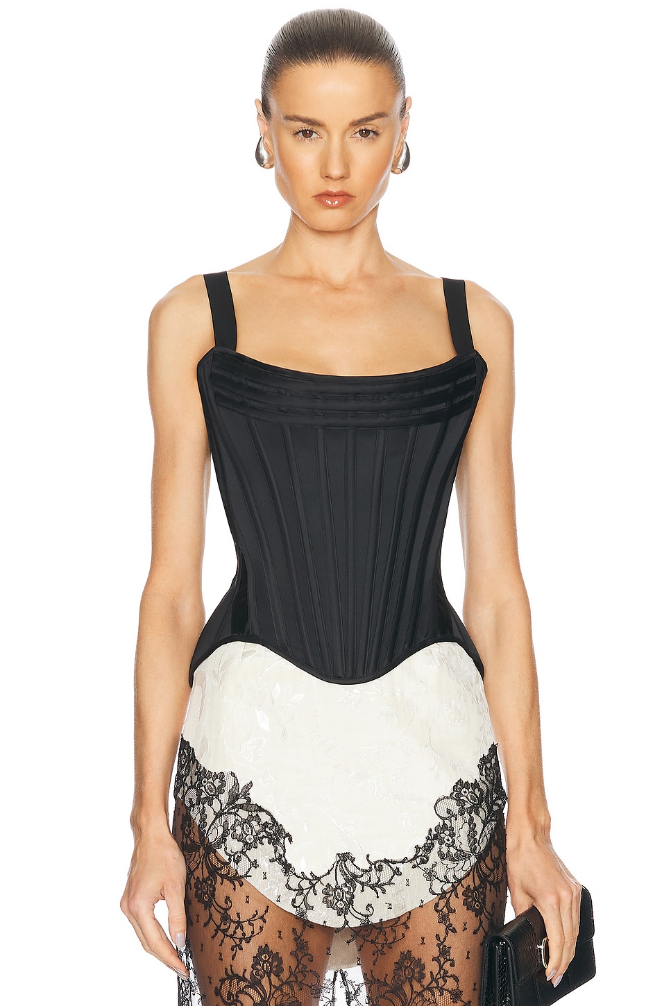 Wiederhoeft Zip Up Wasp Corest Top in Black - Black.  6 also in