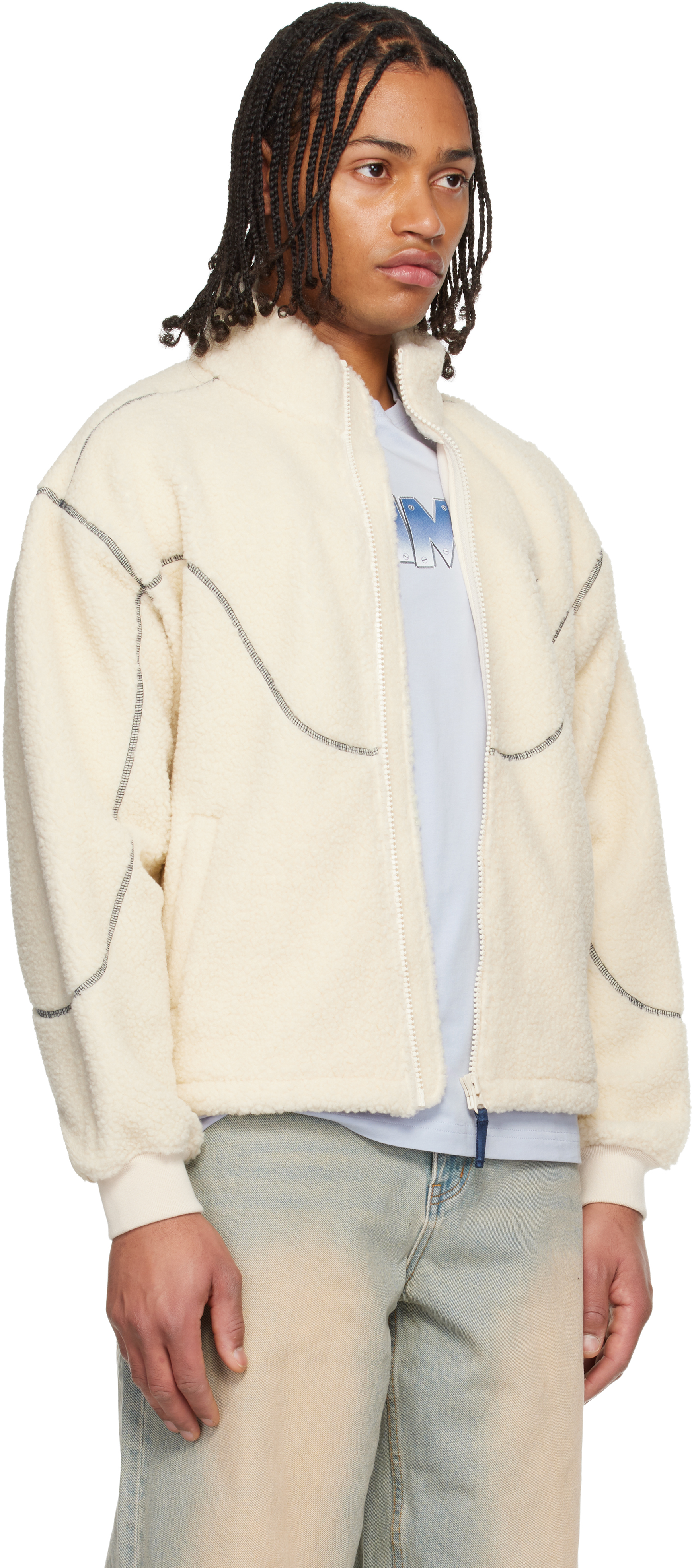 Off-White Polar Fleece Sherpa Zip Jacket