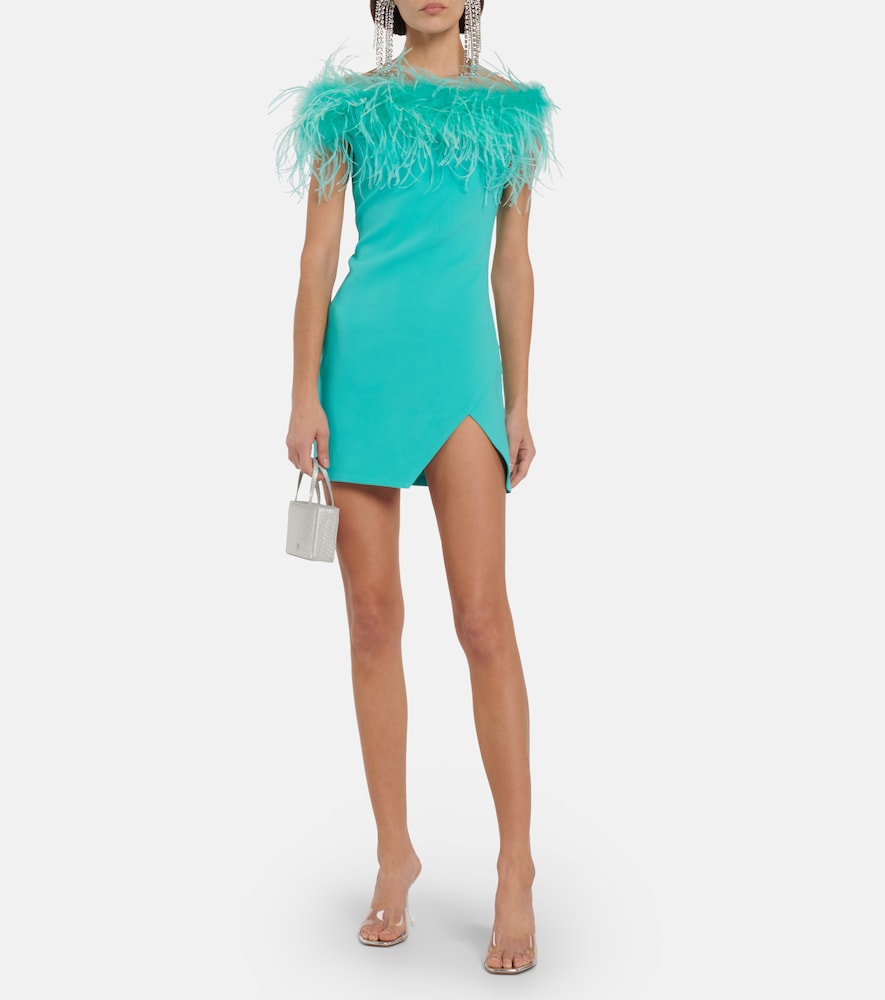 Feather-trimmed minidress