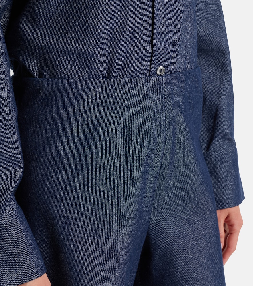 Colette cotton and linen chambray wide-leg pants