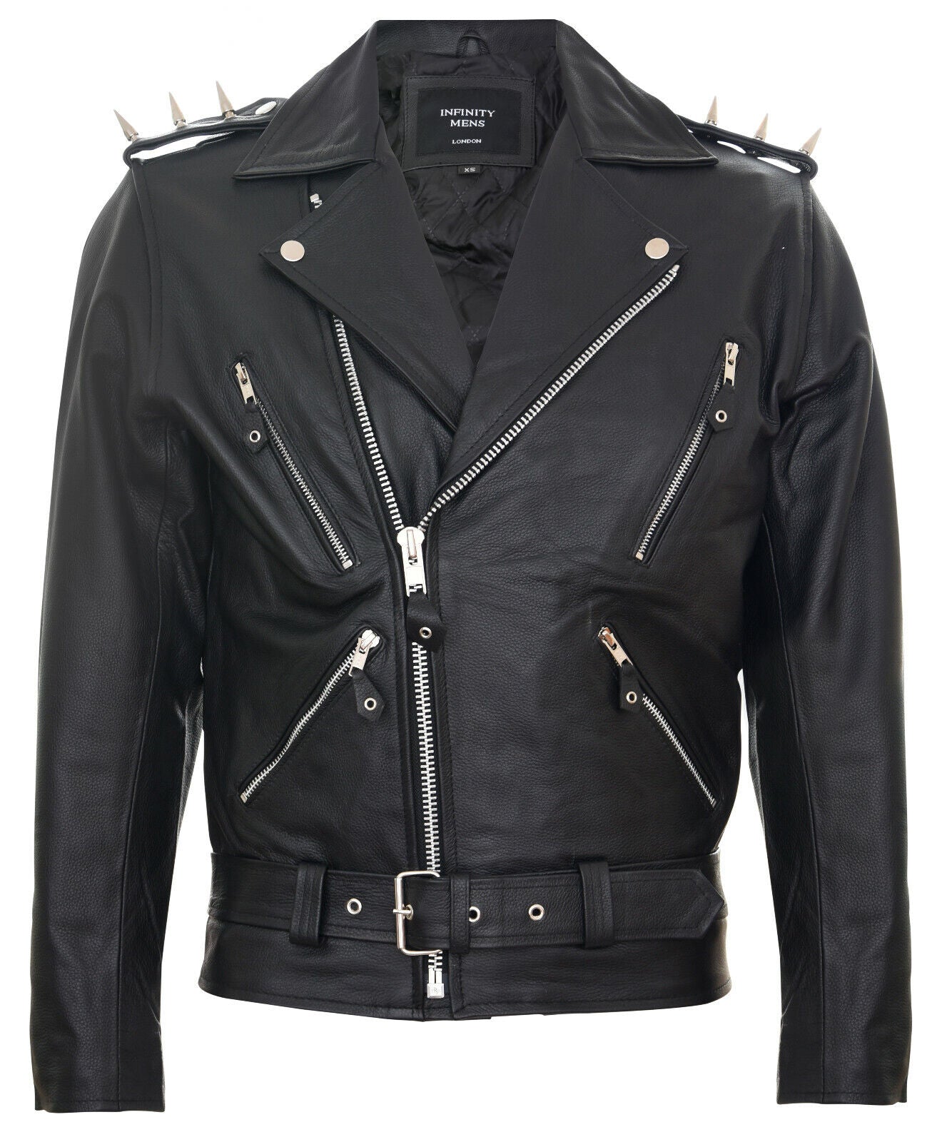 Men's Brando Black ''Ghostrider'' Spiked Leather Biker Jacket-Munich