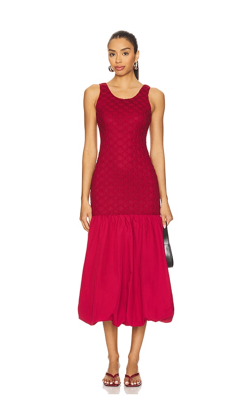Bardot x REVOLVE Melody Lace Poplin Maxi Dress in Burgundy. Größe 6. Also in 10, 12, 2
