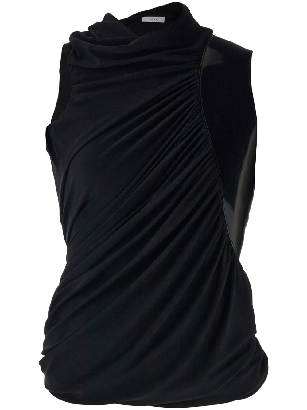 Leather-panelled top - Black