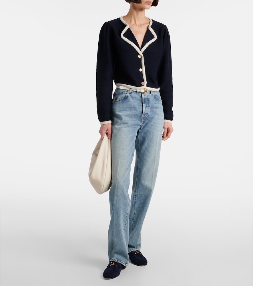 Corded Cardi knitted wool and cotton top