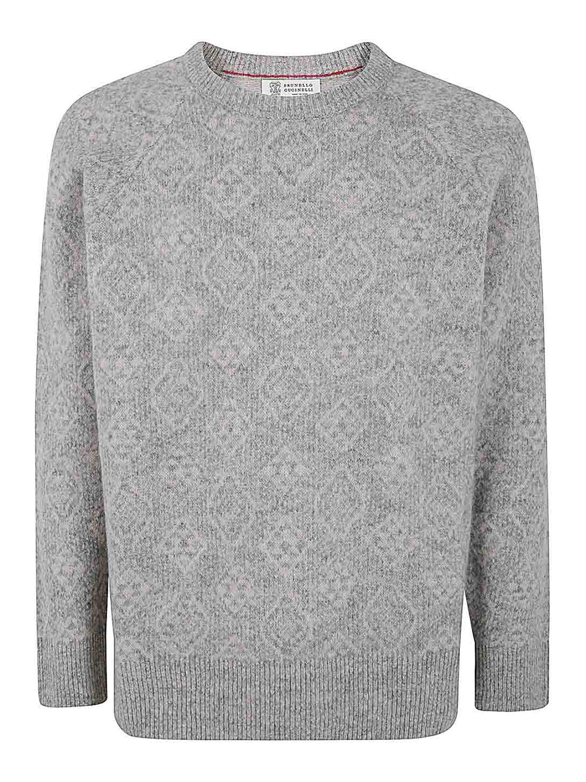Brushed intarsia-knit jumper - Grey