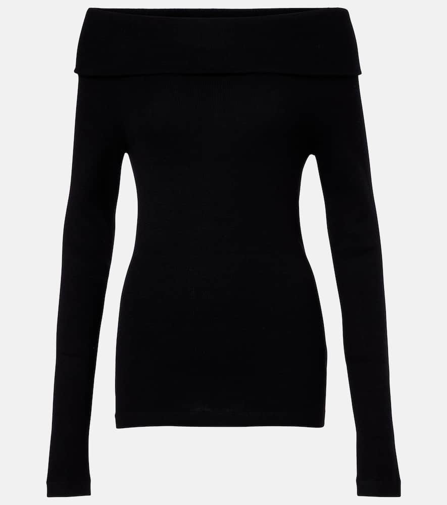 Off-shoulder cotton and cashmere top