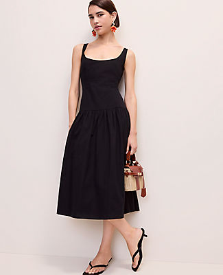 Ann Taylor Drop Waist Flare Midi Dress