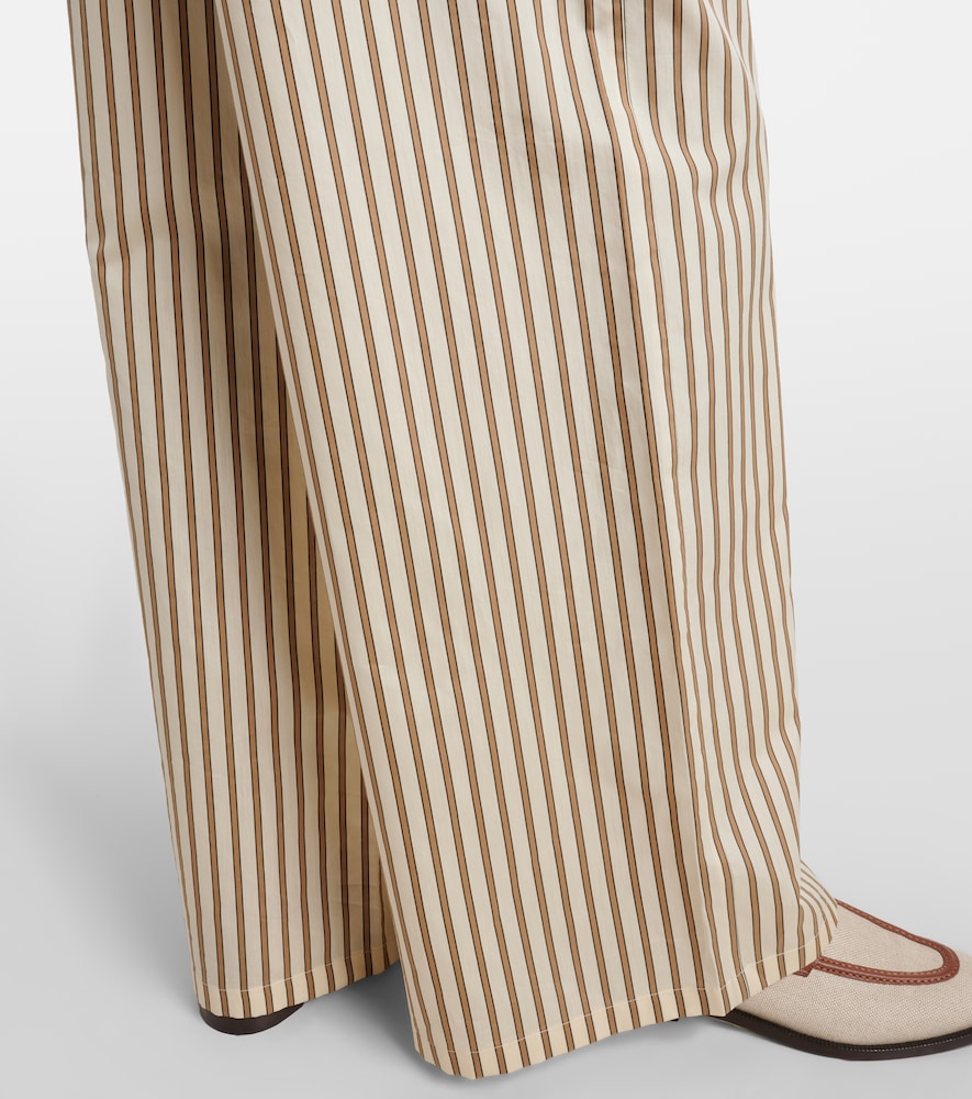 Striped cotton and silk wide-leg pants