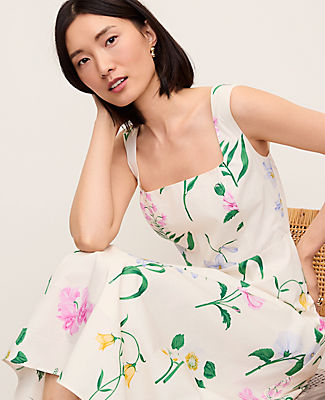 Ann Taylor Floral Flare Midi Dress