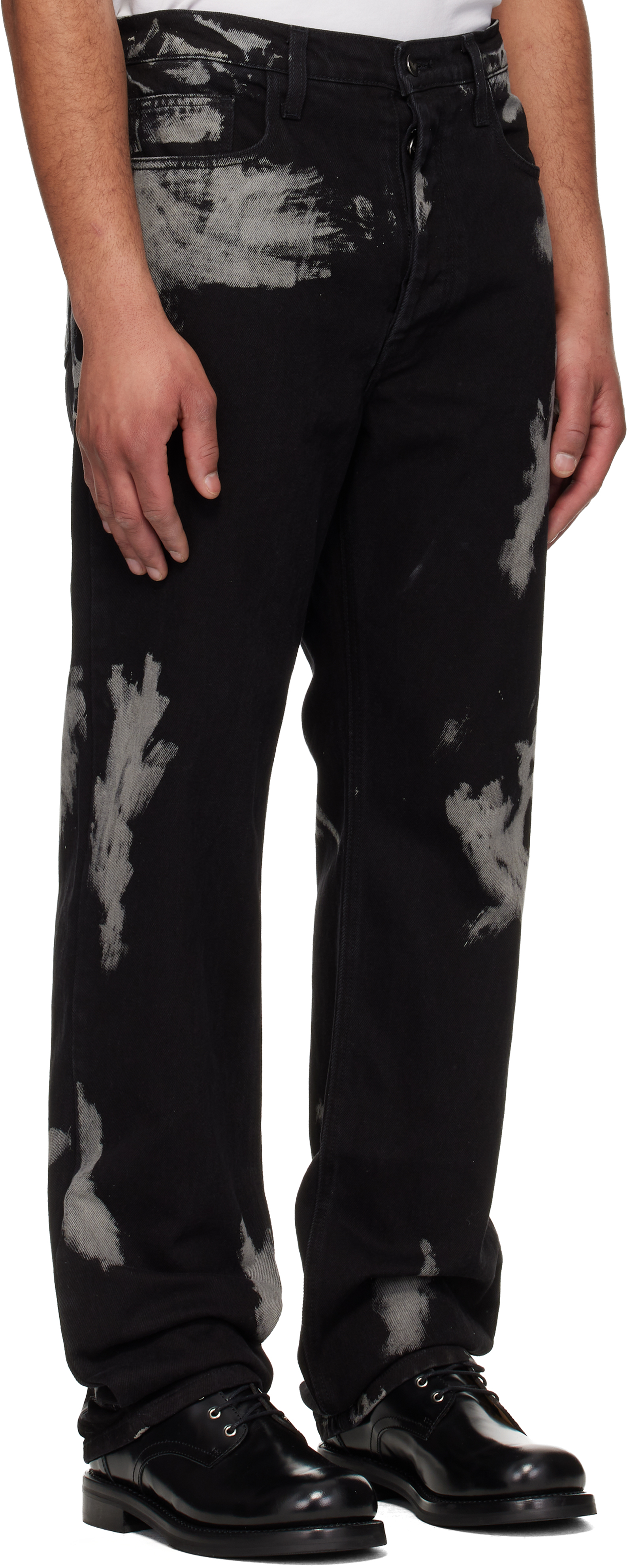 Black Bleach Straight Leg Jeans
