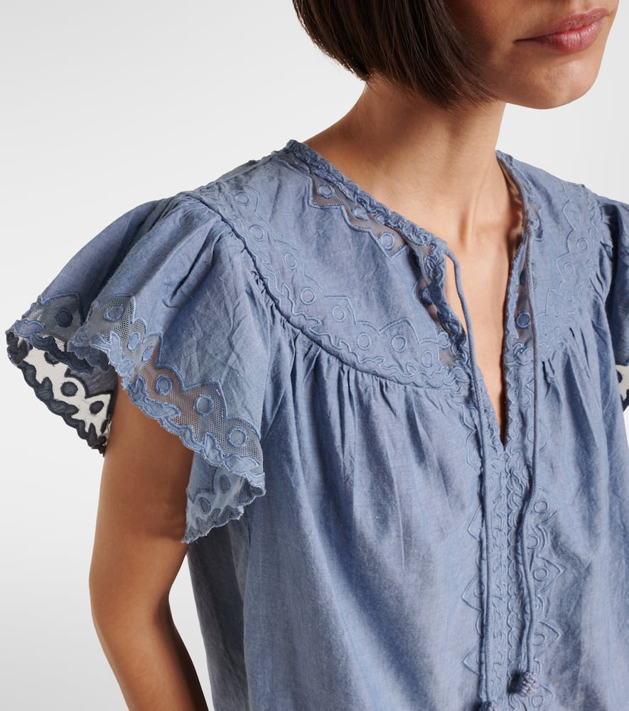 Effie lace-trimmed cotton top