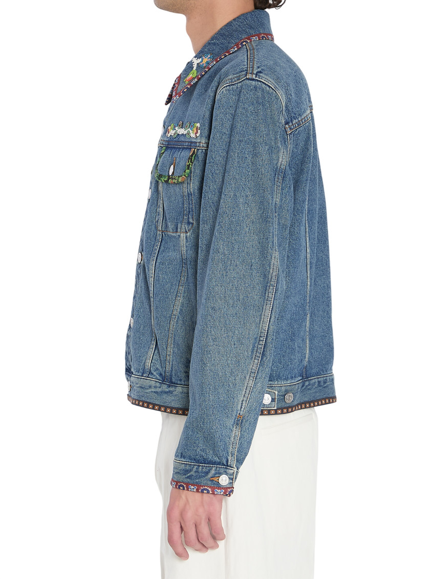Blue Embroidered Denim Jacket