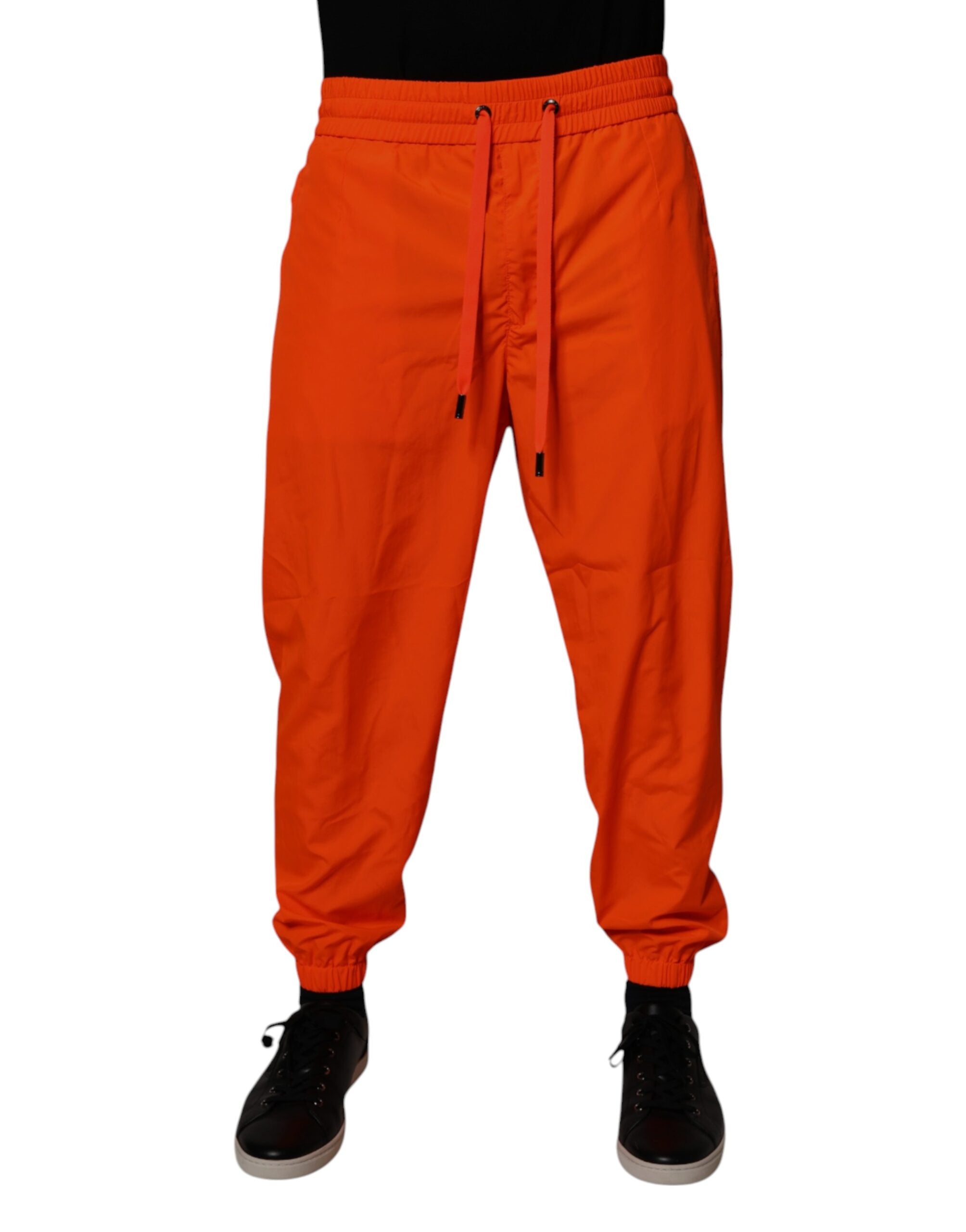 Drawstring Polyester Joggers — Orange