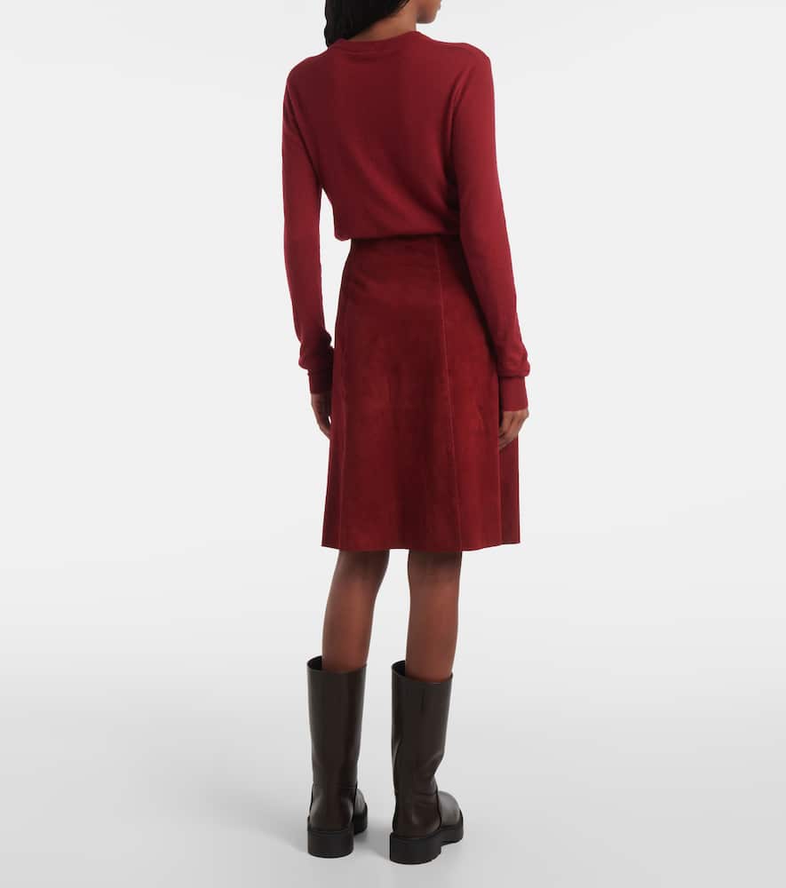 Suede midi skirt