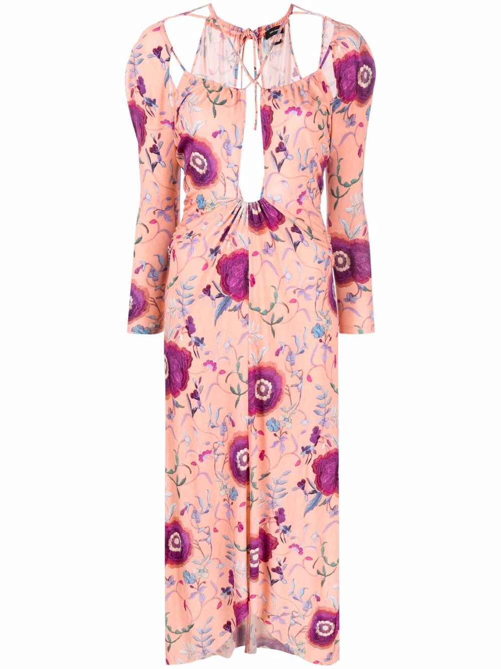 Papaya floral-print midi dress - Orange