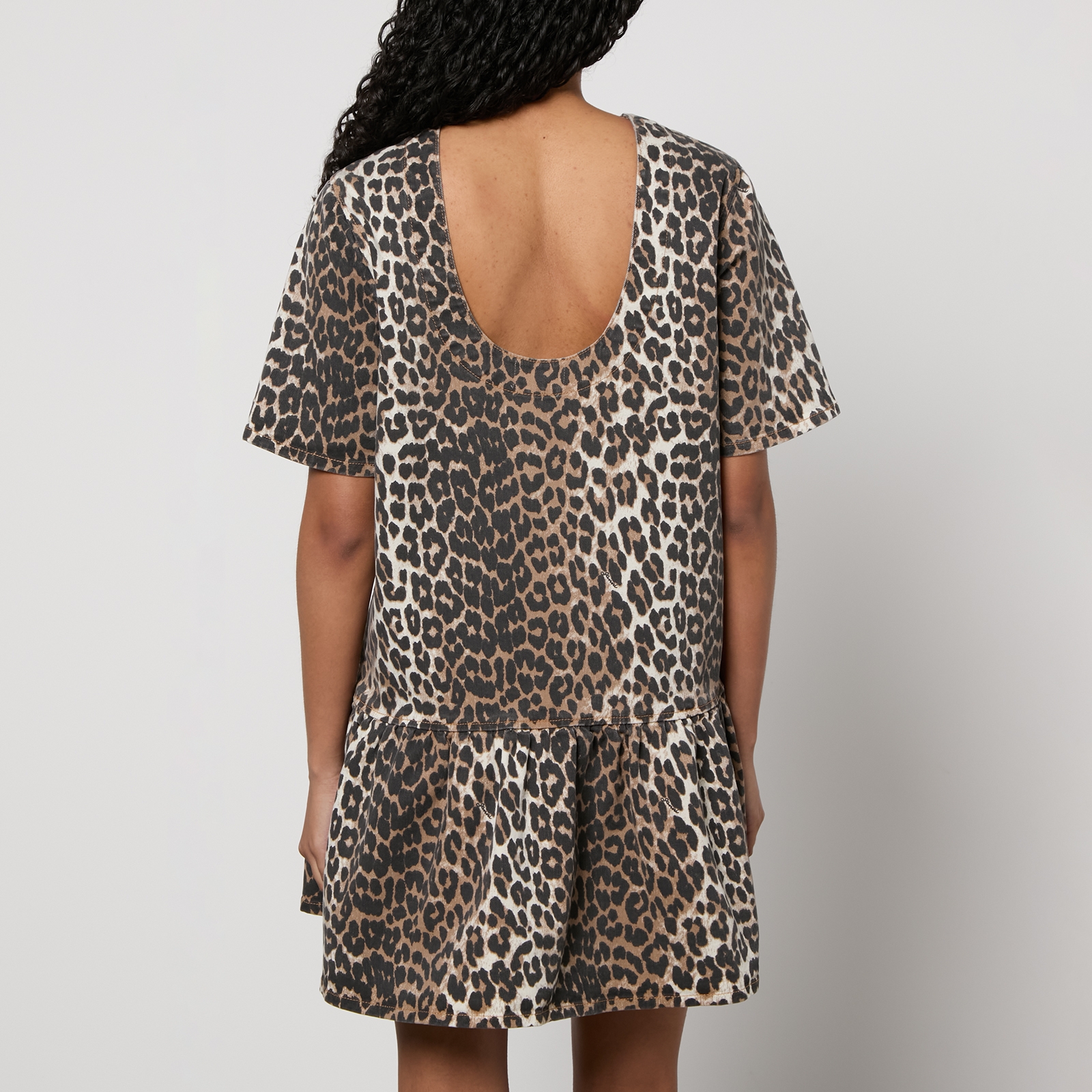 Ganni Leopard-Print Denim Mini Dre