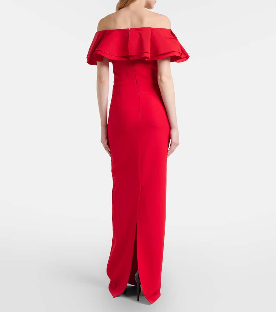 Ryan ruffled off-shoulder crêpe gown