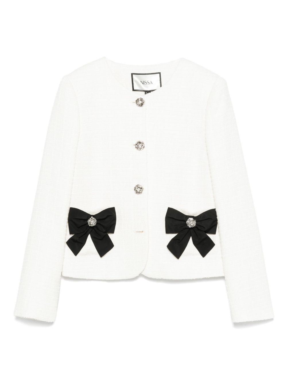 NISSA bow-detail jacket - Black