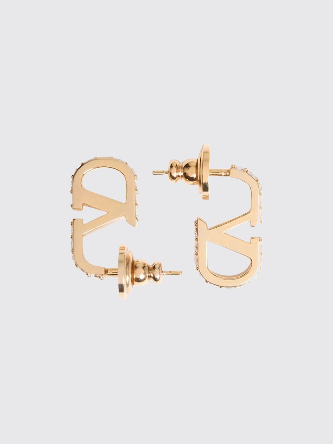 Valentino Garavani Vlogo Signature Earrings in Oro & Crystal - Metallic Gold. a