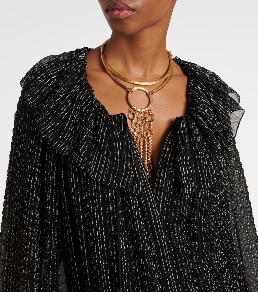 Chloé Ruffled gathered silk-blend gown