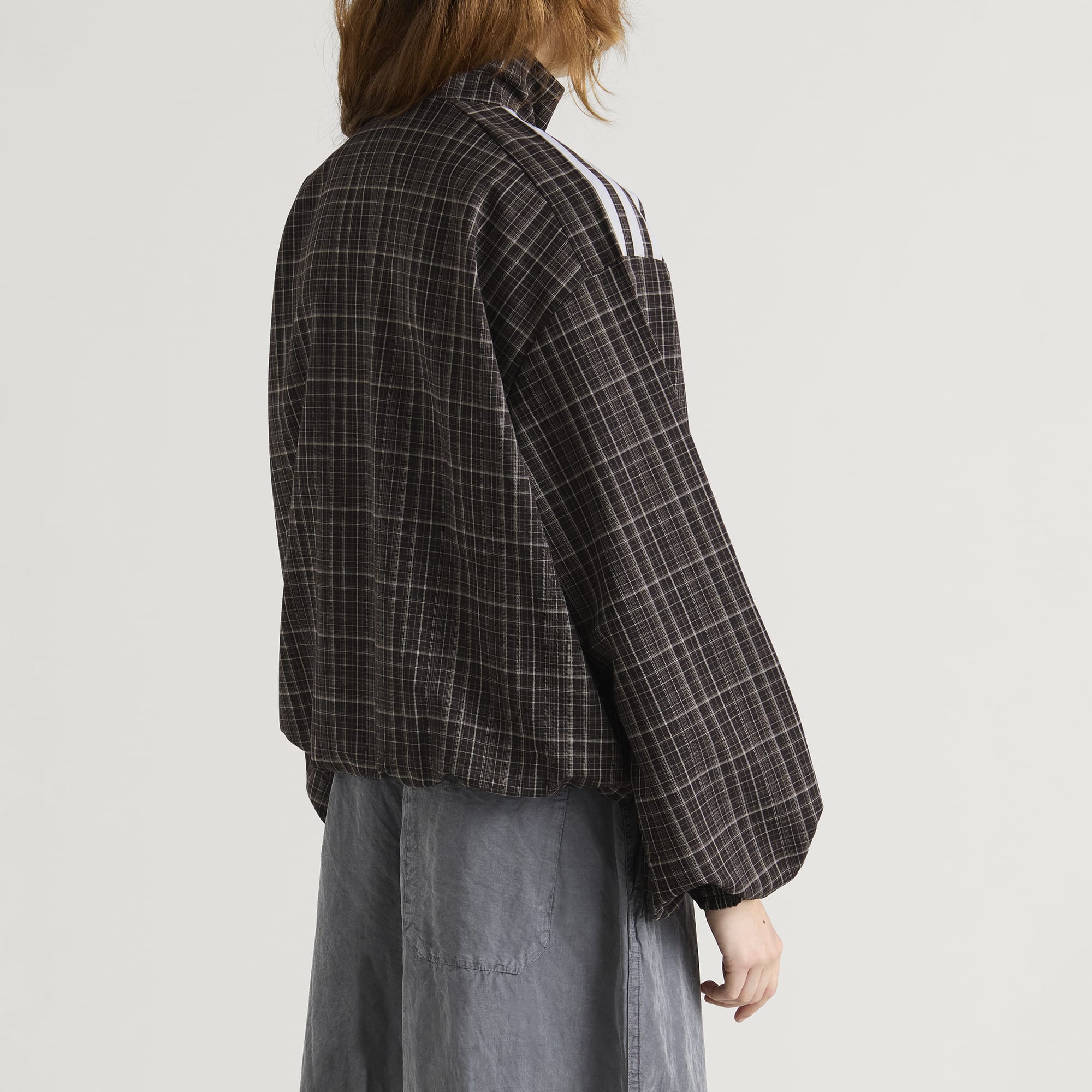 Women's Check Track Top in Night Brown