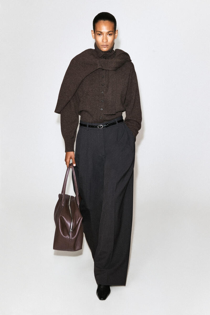 Sculpted Cashmere Mock-Neck Cardigan