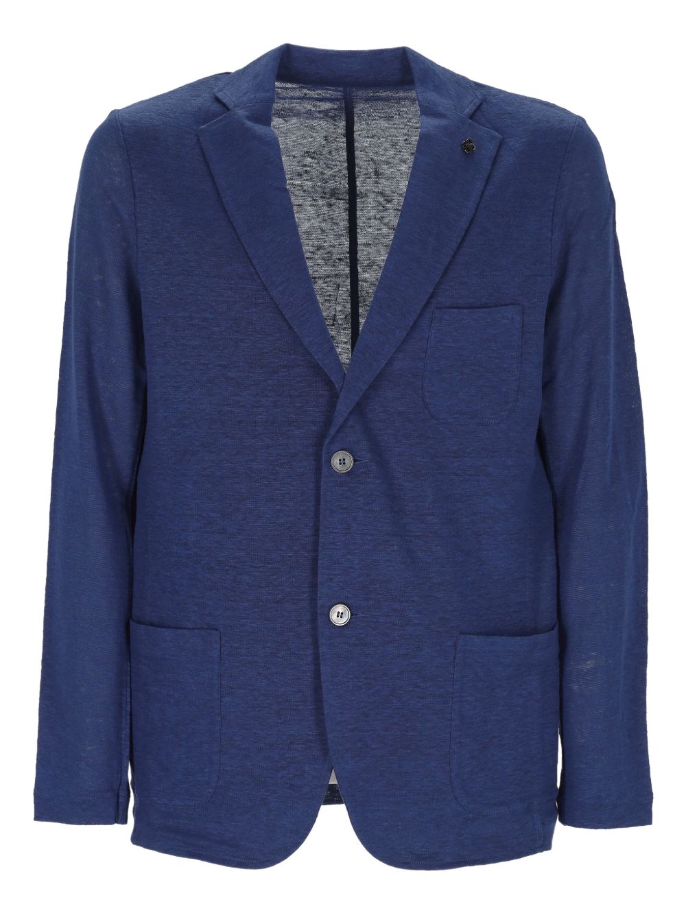 Linen single-breasted blazer - Blue