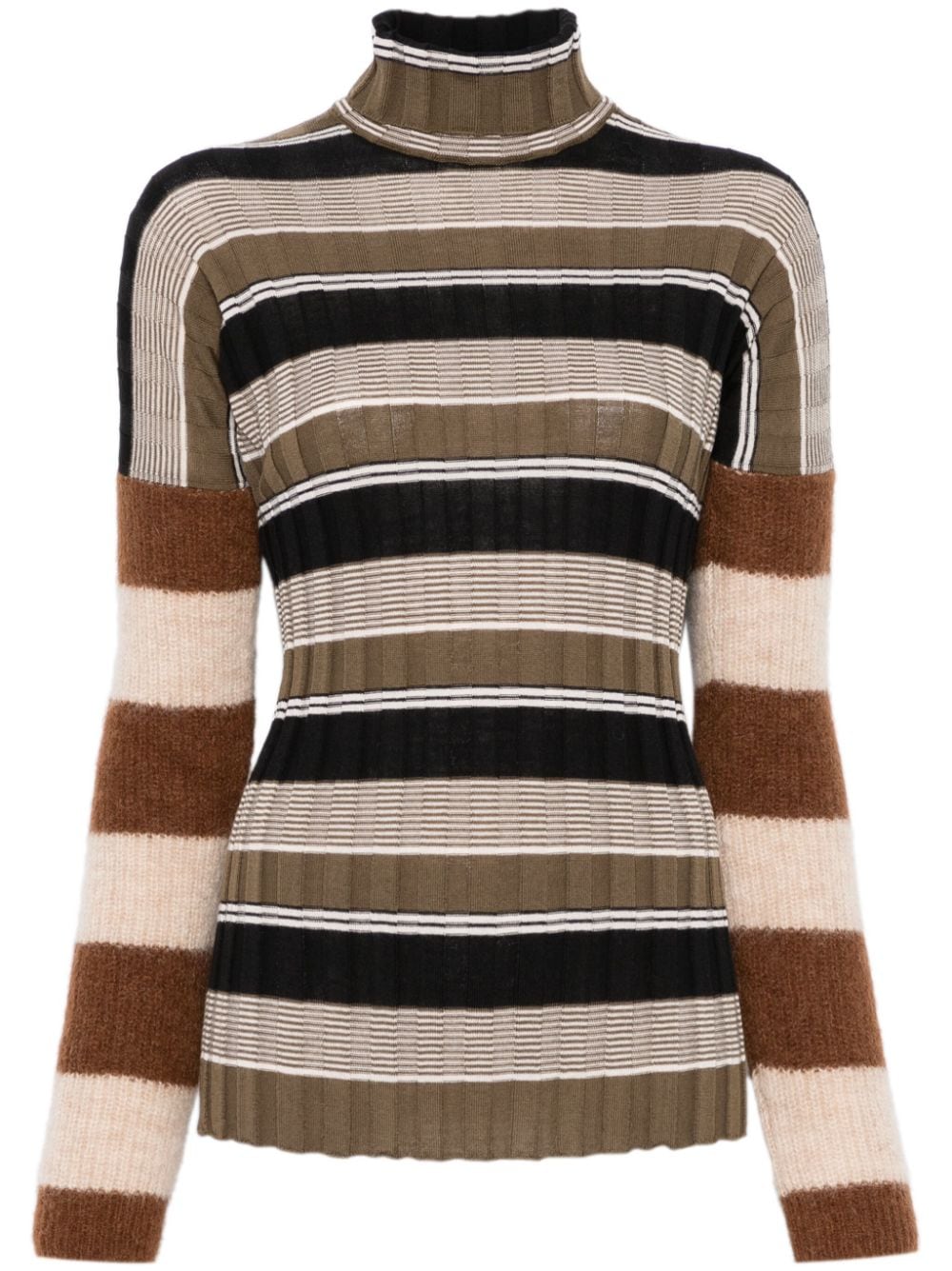 Deep-sleeves knit sweater - Green