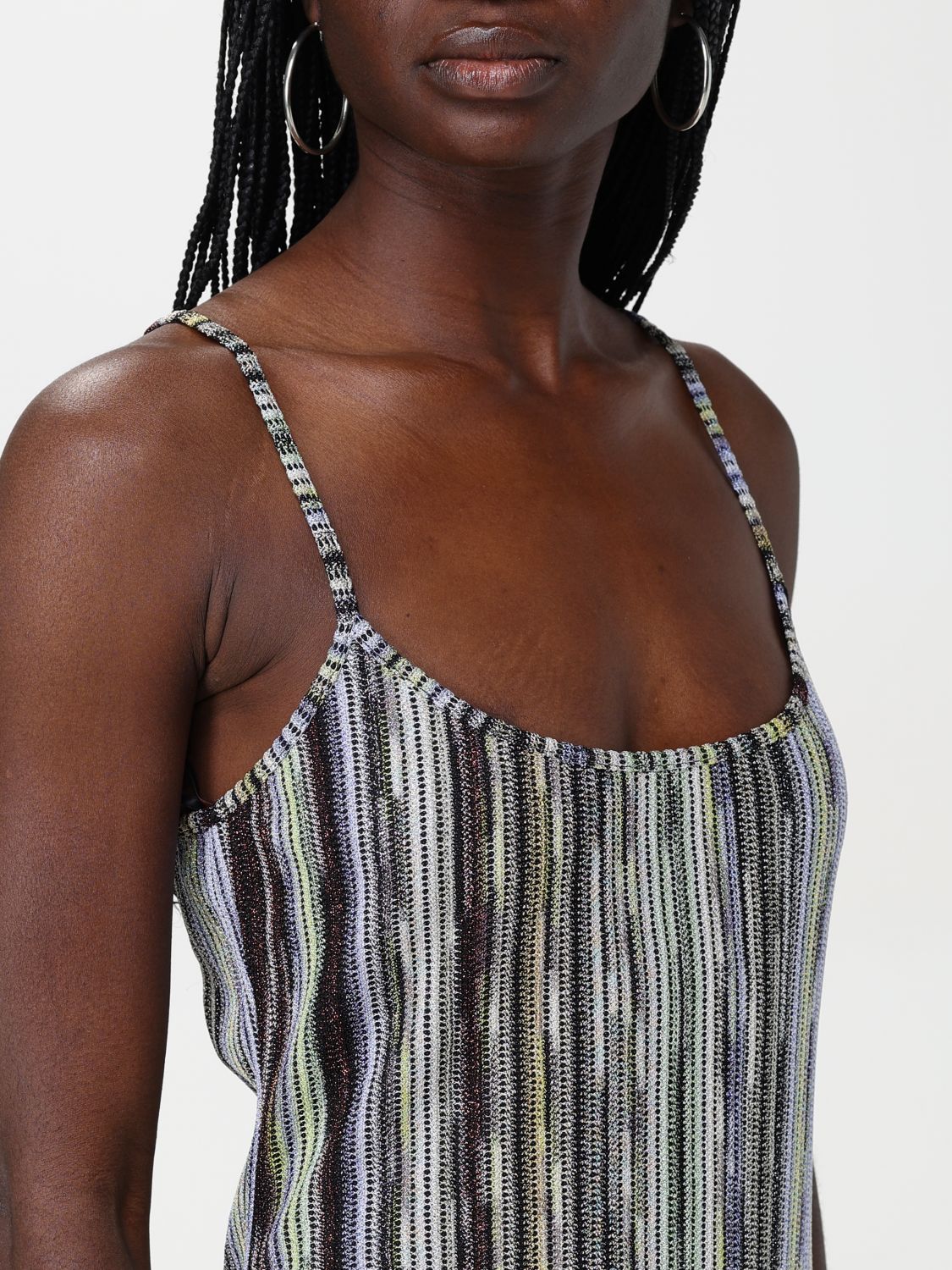 Striped mini dress - Neutrals