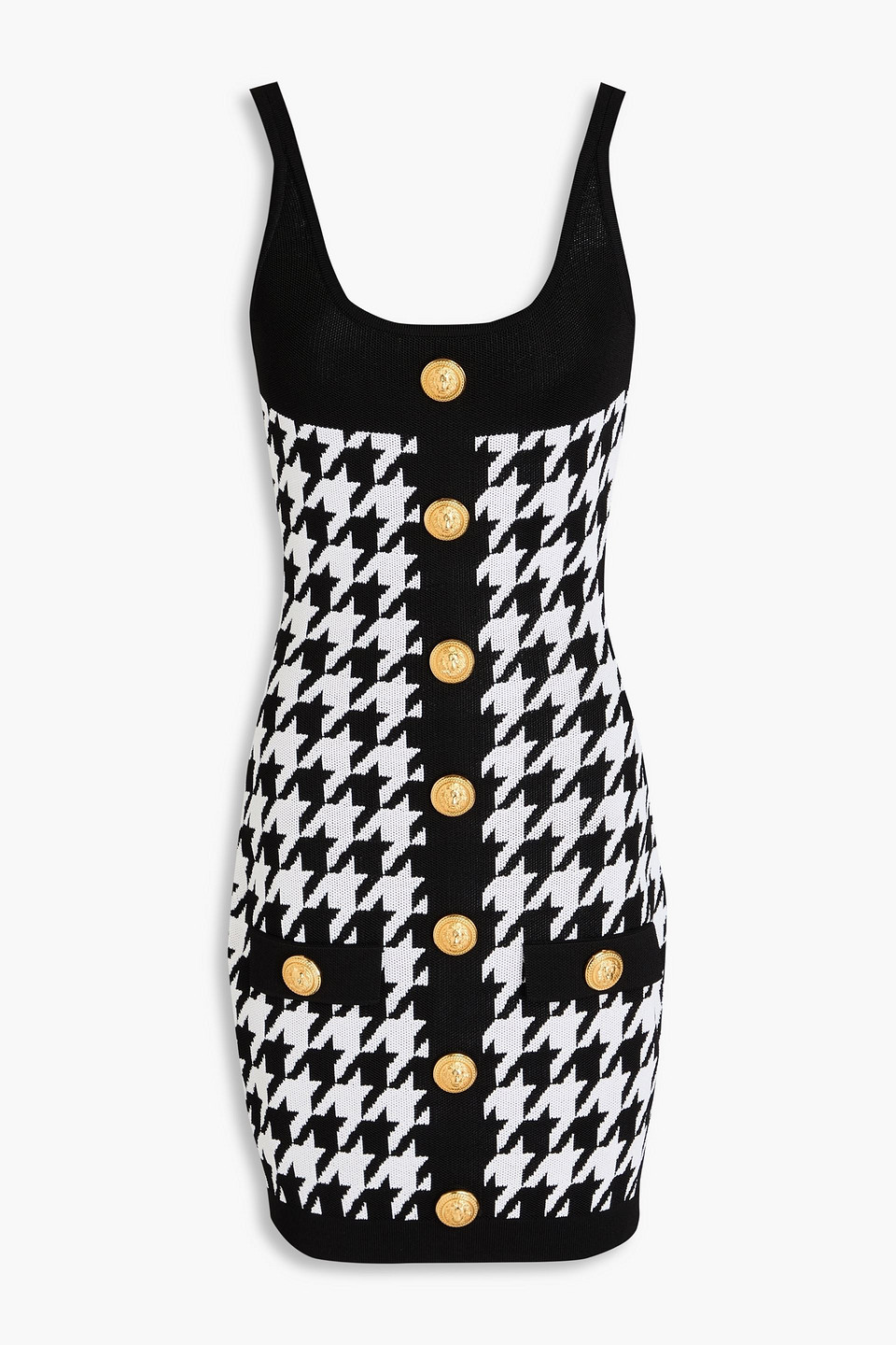 Houndstooth jacquard-knit mini dress - Black - FR 36