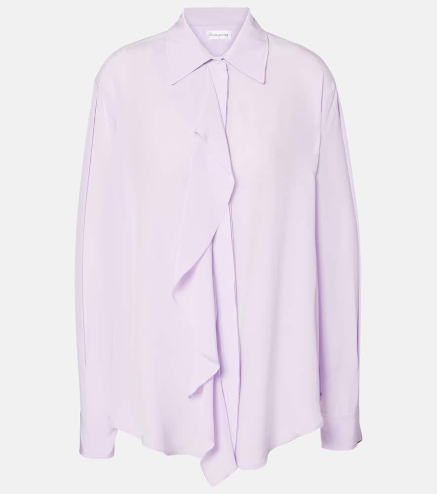 Ruffled asymmetric silk blouse