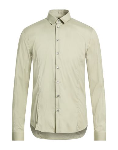 Man Shirt Sage green Size 42 Cotton, Polyamide, Elastane