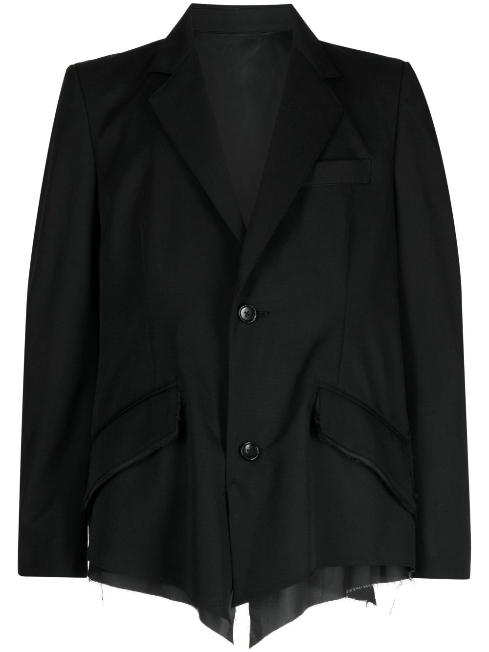 Asymmetric wool blazer - Black