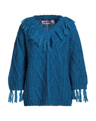 Pink Memories Woman Sweater Blue Size 8 Acrylic, Mohair wool, Polyamide, Wool