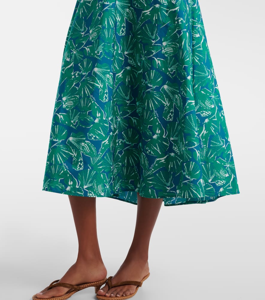 Printed halterneck cotton midi dress